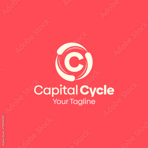 Illustration Vector Graphic Logo of Capital Cycle. Merging Concepts of a Letter C and Spin whirl Shape. Good for business, startup, company logo