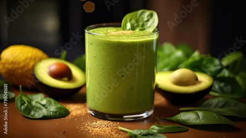 Avocado and spinach smoothies concept Generative AI