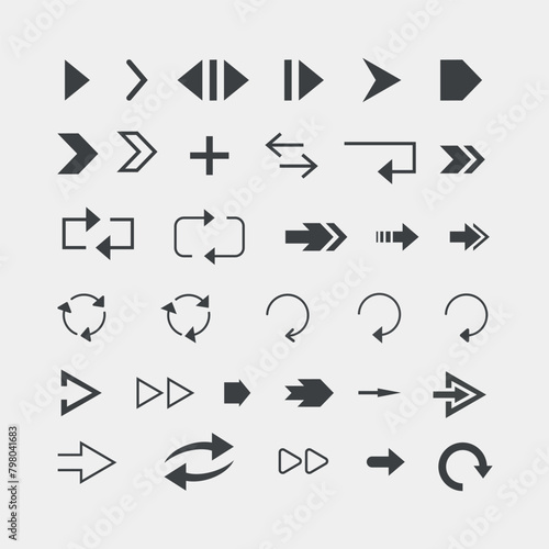 Vector illustration big black arrows flat icon set, vector arrow. Collection of different arrows icons. Arrow icon. Cursor, pointer for web design, interface. Digital graphic elements concept.