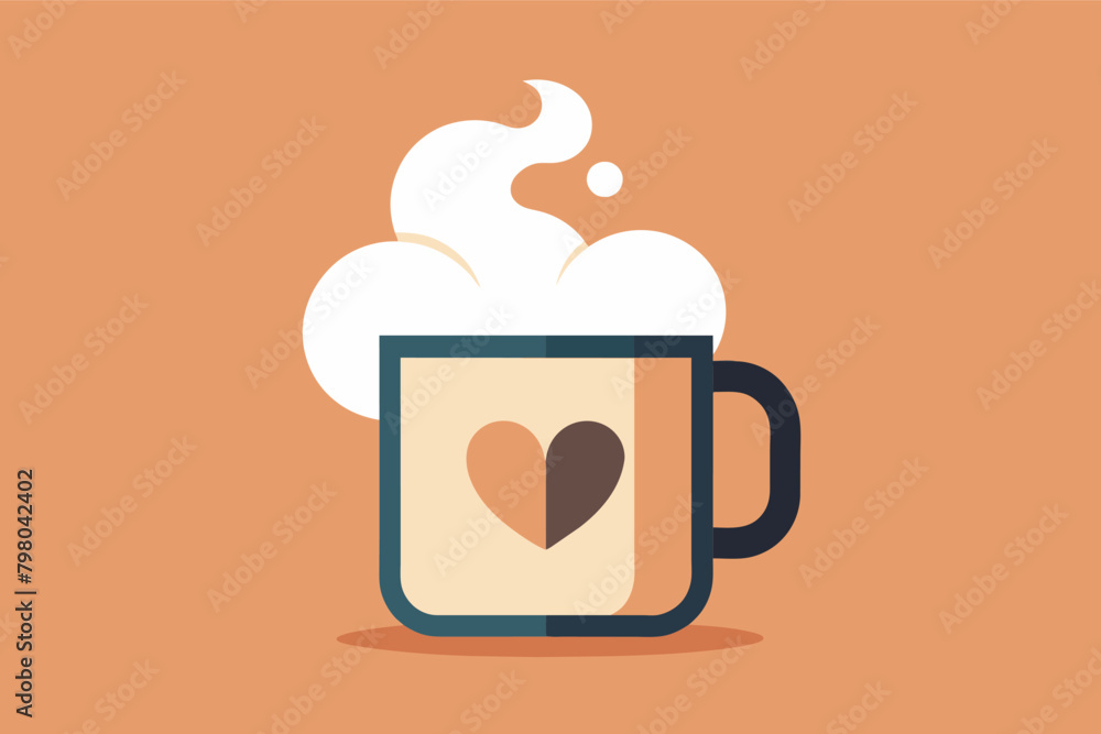 minimalist mug with a playful 3D illustration of a steaming cup of coffee minimalist mug with a playful 3D illustration of a steaming cup of coffee