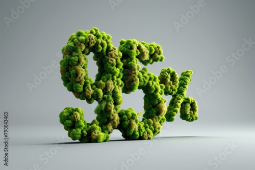 95% 3d inscription made of moss on a white background. Seasonal sales background with percent discount pattern. 