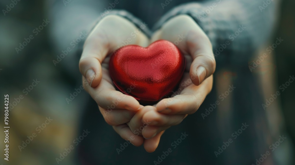 Person holding red heart. Suitable for love and Valentine's Day concepts Person holding red heart. Suitable for love and Valentine's Day concepts