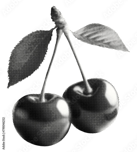 cherry isolated collage element cutout retro halftone grunge y2k dotted texture