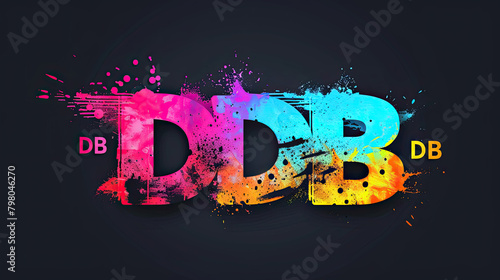 colorful art of DDB logo on black background   text font template for card   banners 