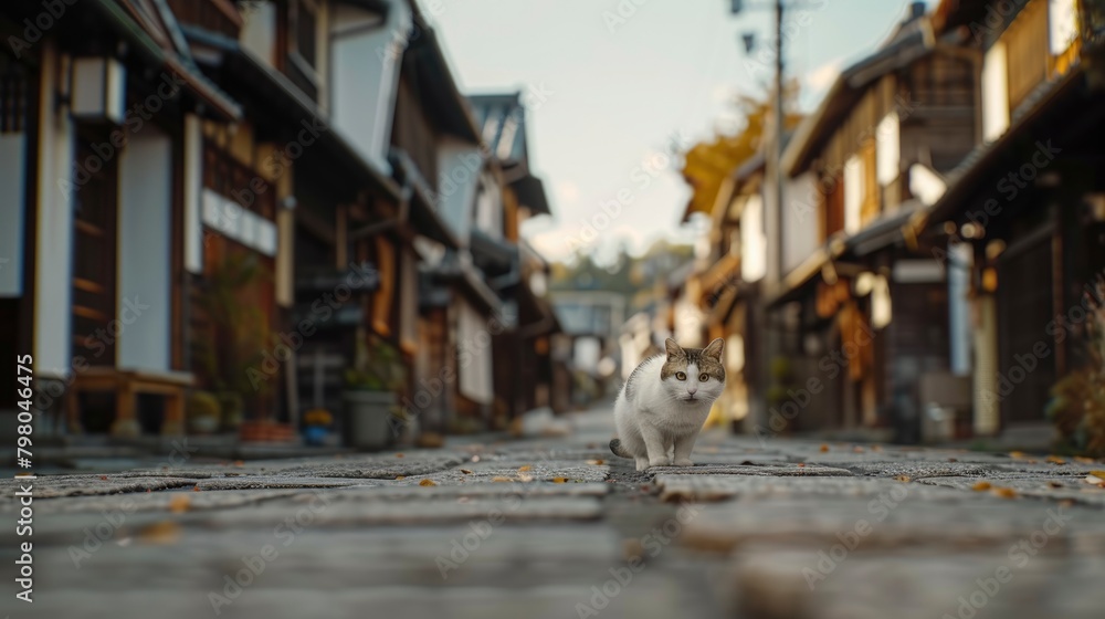 Fototapeta premium With a touch of silliness and absurdity, a comic art scene unfolds as thousands of cats 