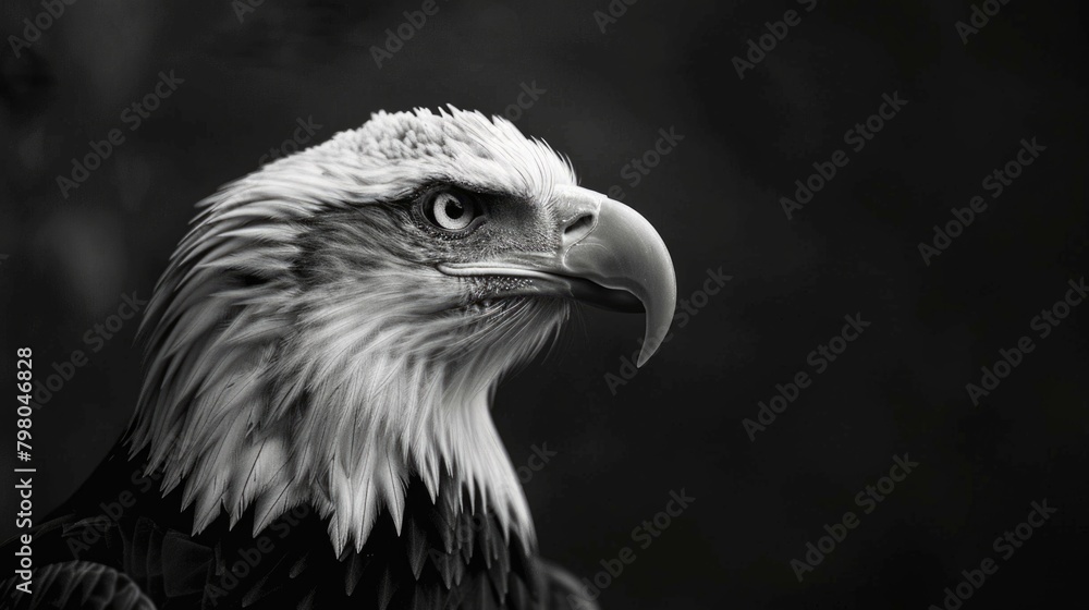 Obraz premium Majestic eagle captured in black and white, suitable for various projects
