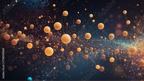 3d rendering of abstract technology digital background with glowing particles. Network connection structure.