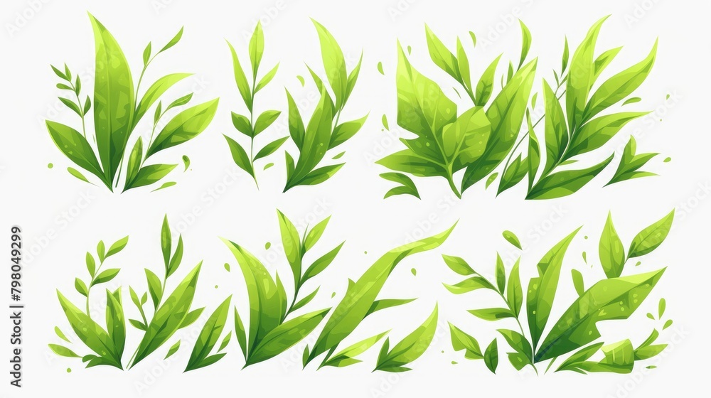 2d icon depicting grass leaves a whimsical cartoon illustration suitable for any website