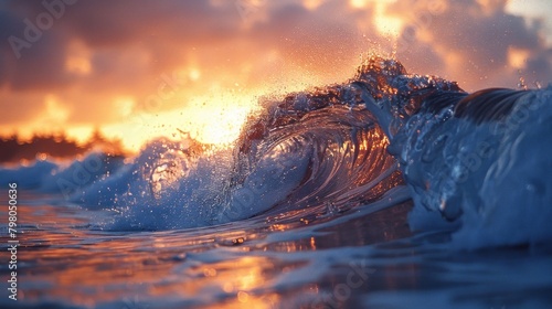 Beautiful scenery waves wallpaper, 3d illustration