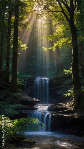 Magnificent waterfall AND SUN SIT  deep in the forest