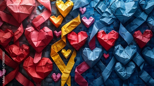 Vibrant Cubist Origami Symbolism for Charity Fundraising Campaign