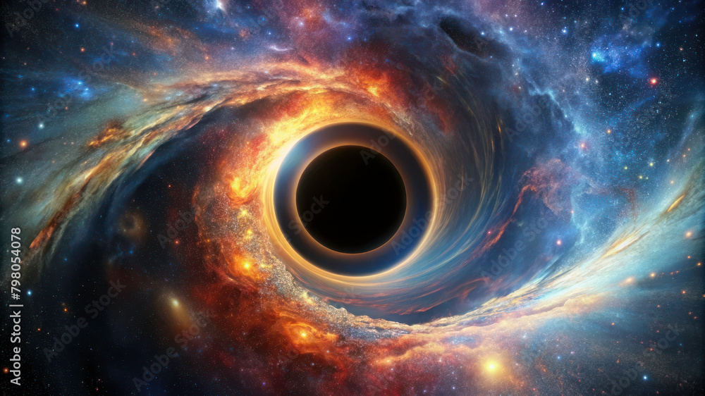 Galactic Wonder: Glowing Constellation of Vibrant Colors Spiraling Around a Black Hole in the Universe Galactic Wonder: Glowing Constellation of Vibrant Colors Spiraling Around a Black Hole in the Universe