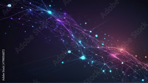 Abstract polygonal space low poly dark background with connecting dots and lines. Connection structure. 3d rendering © Graphic Leading 