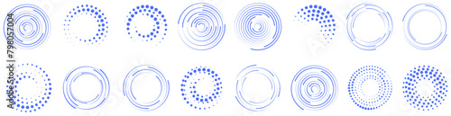 PNG, Set of colorful circle isolated on transparent background. Circular colored lines. Corporate, media, technology styles vector logo design template. Vector illustration