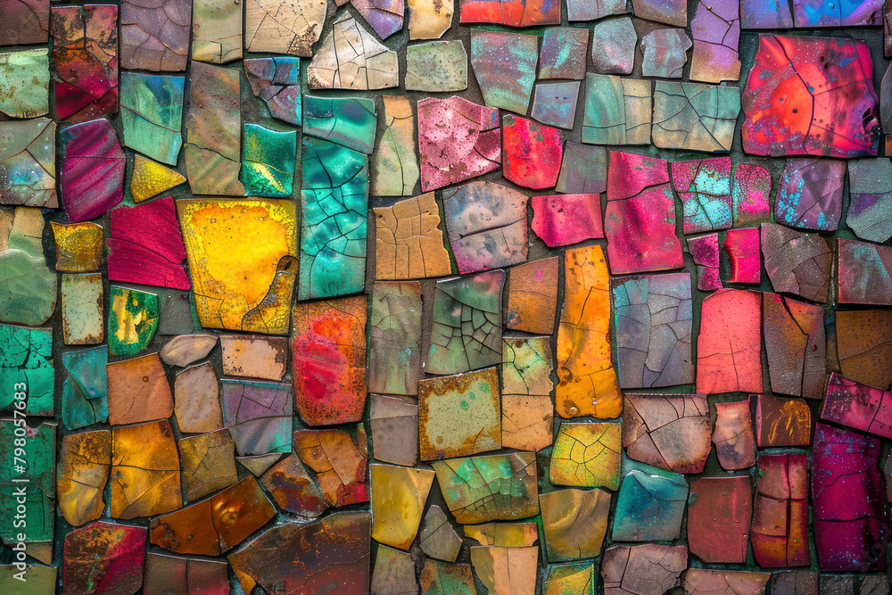 Mosaic texture random colors of wall. Mosaic texture random colors of wall.