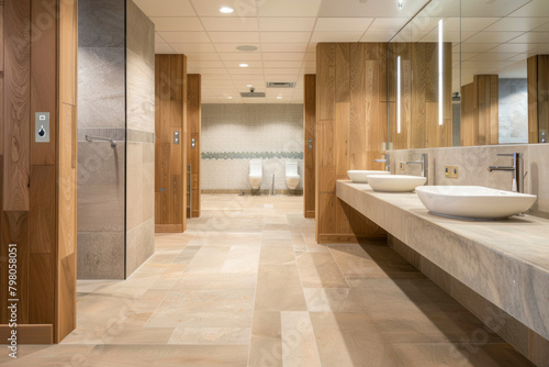Modern sanitary room and sanitary facilities in a public building. © Hunman