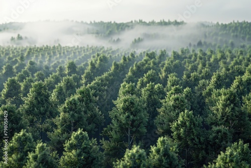Pine forest with fog in the background. Suitable for nature and landscape themes © Fotograf