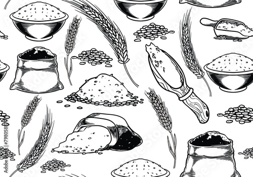 Seamless pattern of vintage...