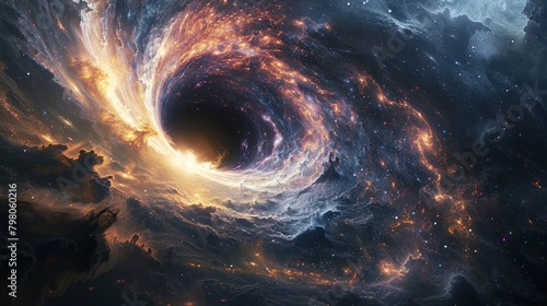 Fototapeta Naklejka Na Ścianę i Meble -  Black hole over star field in outer space
