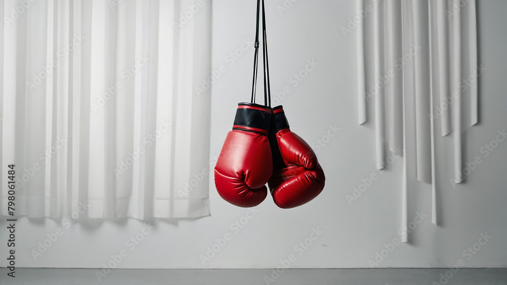 Red boxing glove white background still collor