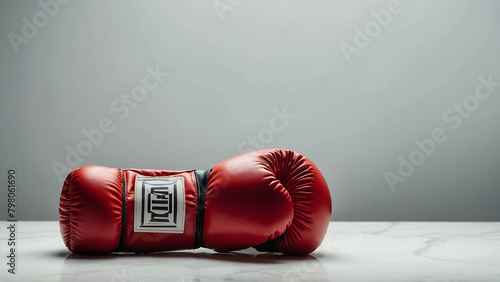 Red boxing glove white background still collor photo