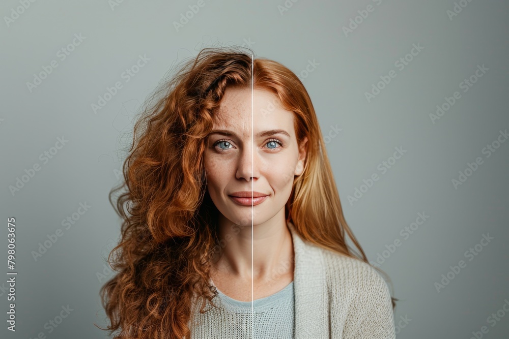Aging generation contrasts in ageless beauty, visualized through health and skincare measures against wrinkle care and facial age contrasts. Aging generation contrasts in ageless beauty, visualized through health and skincare measures against wrinkle care and facial age contrasts.
