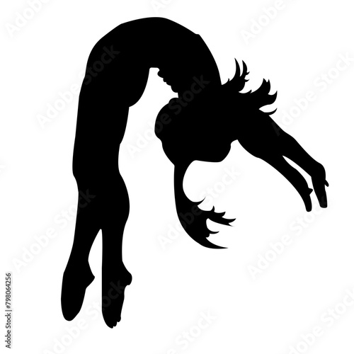 young acrobat performing an acrobatic jump