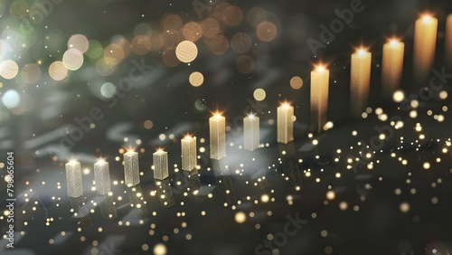 Blurred background of glowing big data forex candlestick chart symbolizing finance. Concept Finance, Big Data, Forex, Candlestick Chart, Blurred Background