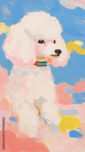 Poodle dog painting cartoon animal. photo