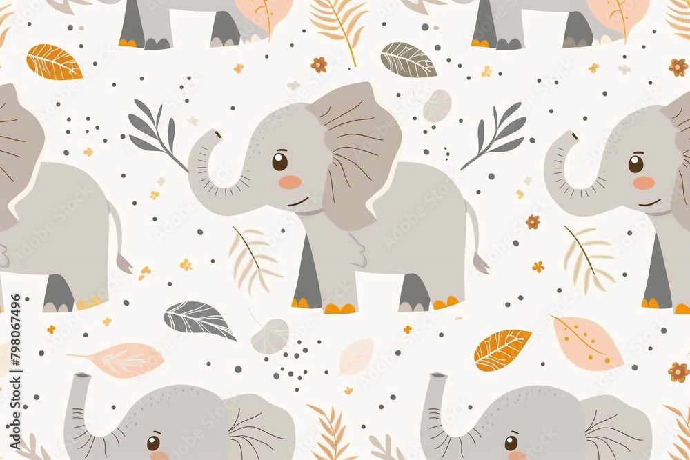 Seamless pattern with cute elephant on light background Seamless pattern with cute elephant on light background