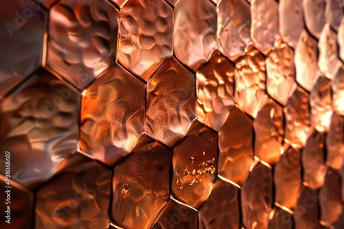 Detailed shot of a copper wall, perfect for industrial design projects