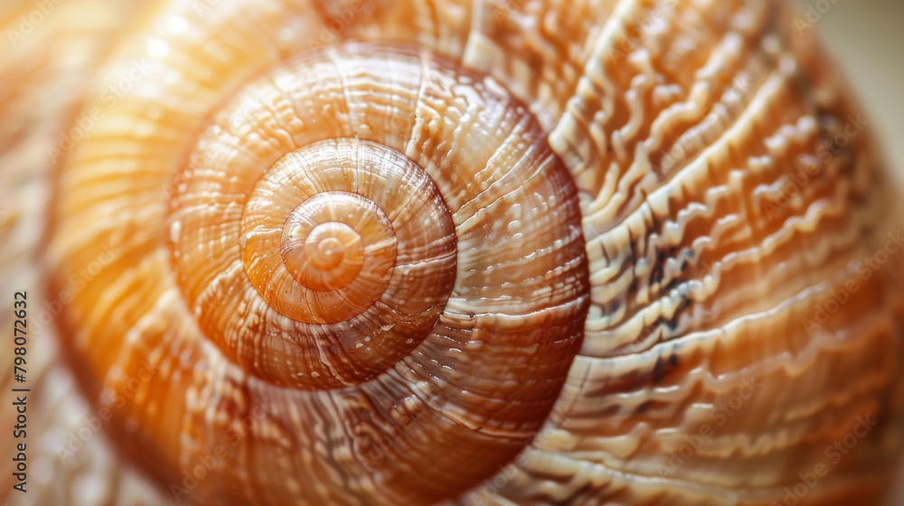 A close up of a snail shell with a smooth spiral pattern. A close up of a snail shell with a smooth spiral pattern.