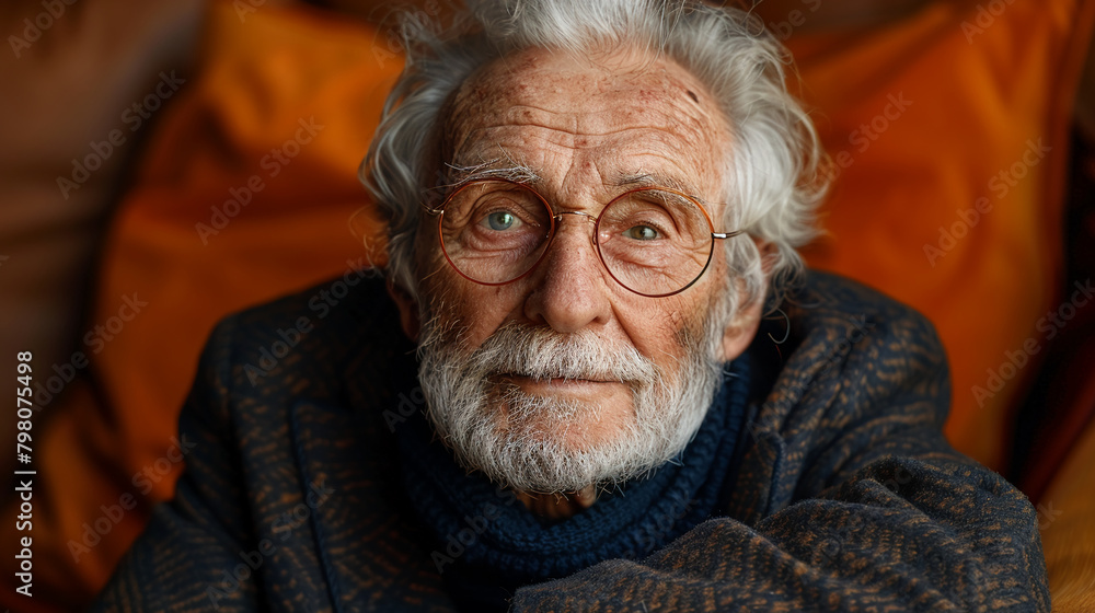 Professional studio photo portrait of a nice pleasant elderly man, senior, a retiree, with a pronounced emotional expression, widescreen 16:9 Professional studio photo portrait of a nice pleasant elderly man, senior, a retiree, with a pronounced emotional expression, widescreen 16:9
