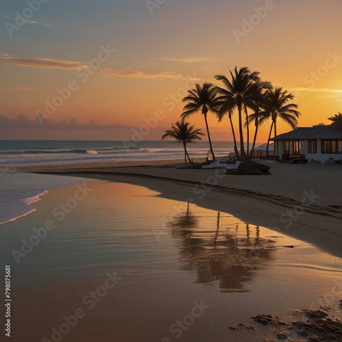 a luxury car and hotel at sunset and sunrise 