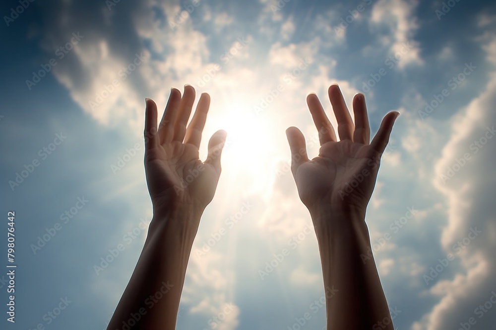 Hands reaching for the sky hand sunlight outdoors. Hands reaching for the sky hand sunlight outdoors.