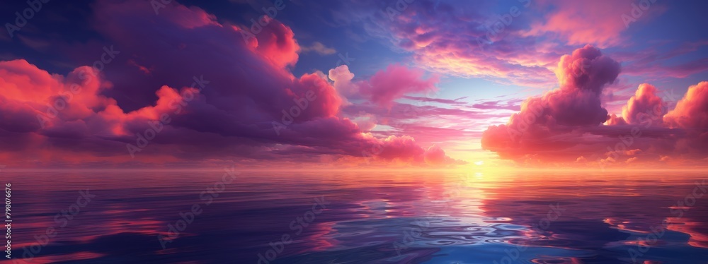 Beautiful sunset with pink sky for travel and vacation in holiday relax time. Illustration cartoon style Beautiful sunset with pink sky for travel and vacation in holiday relax time. Illustration cartoon style
