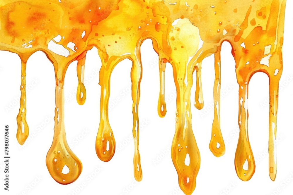 Sweet and sticky honey dripping on a white surface. Suitable for food and cooking concepts