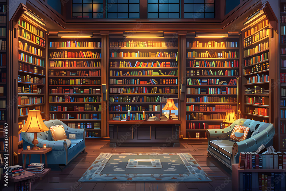 illustration of a cozy bookstore or library interior illustration of a cozy bookstore or library interior