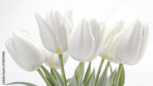 White tulips on white background