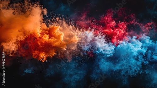 rainbow powder explosion on a black background © Afeefa_Rehman