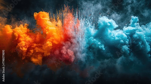 rainbow powder explosion on a black background