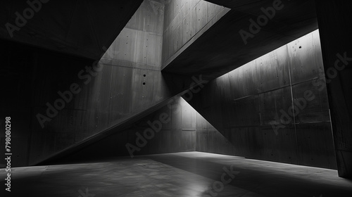 empty concrete room with dramatic lighting