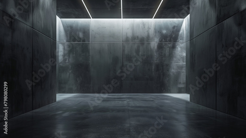 empty concrete room with dramatic lighting