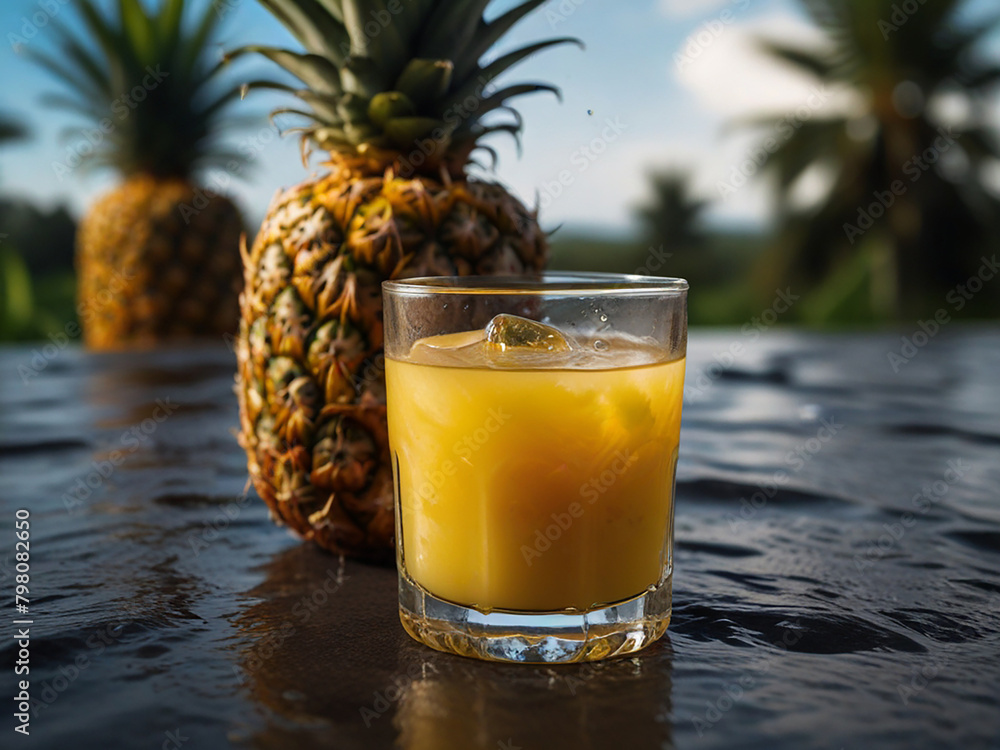 Pineapple juice on the beach Pineapple juice on the beach