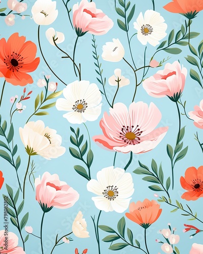 Dainty florals in a soft dance  handdrawn seamless pattern for cute apparel    illustration