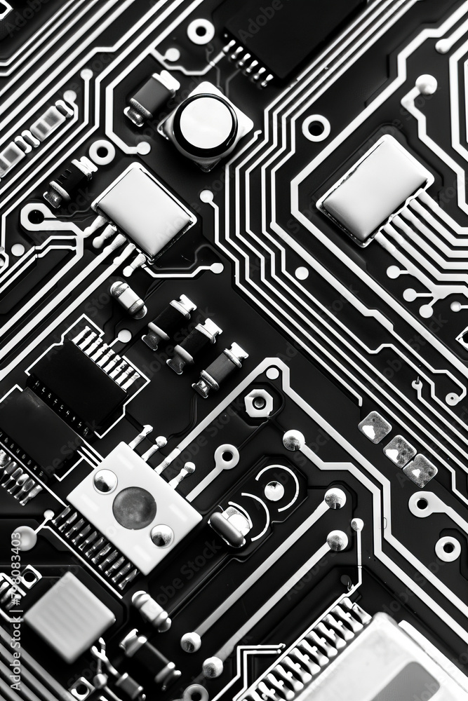 Delve into the intricate patterns of an electronic circuit technology background