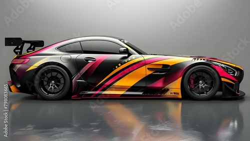 Abstract vector car wrap design with racing stripes for vehicle livery. Concept Car Wrapping, Vehicle Livery, Racing Stripes, Abstract Design, Vector Graphics