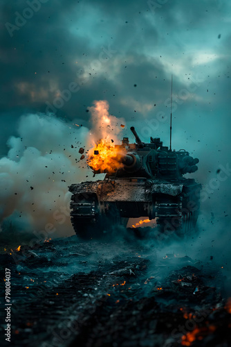 Photographs of tanks, world wars II, gunfire, catastrophes of war
