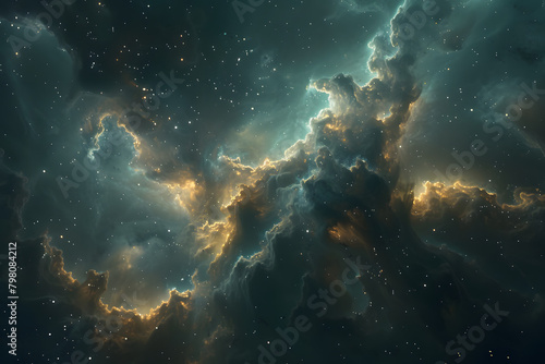 mesmerizing 3D illust illustration of a celestial nebula, with swirling clouds of gas photo