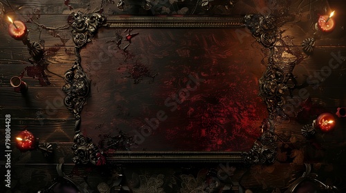 a card mat woodoo style top view, full texture,dark, horror motive, illustration photo